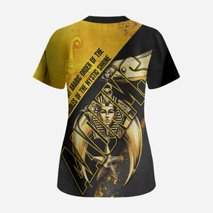 Nobles Shriners Pharaoh Scrub Top Egyptian Pharaoh King Tut Art With Gold Scimitar Emblem