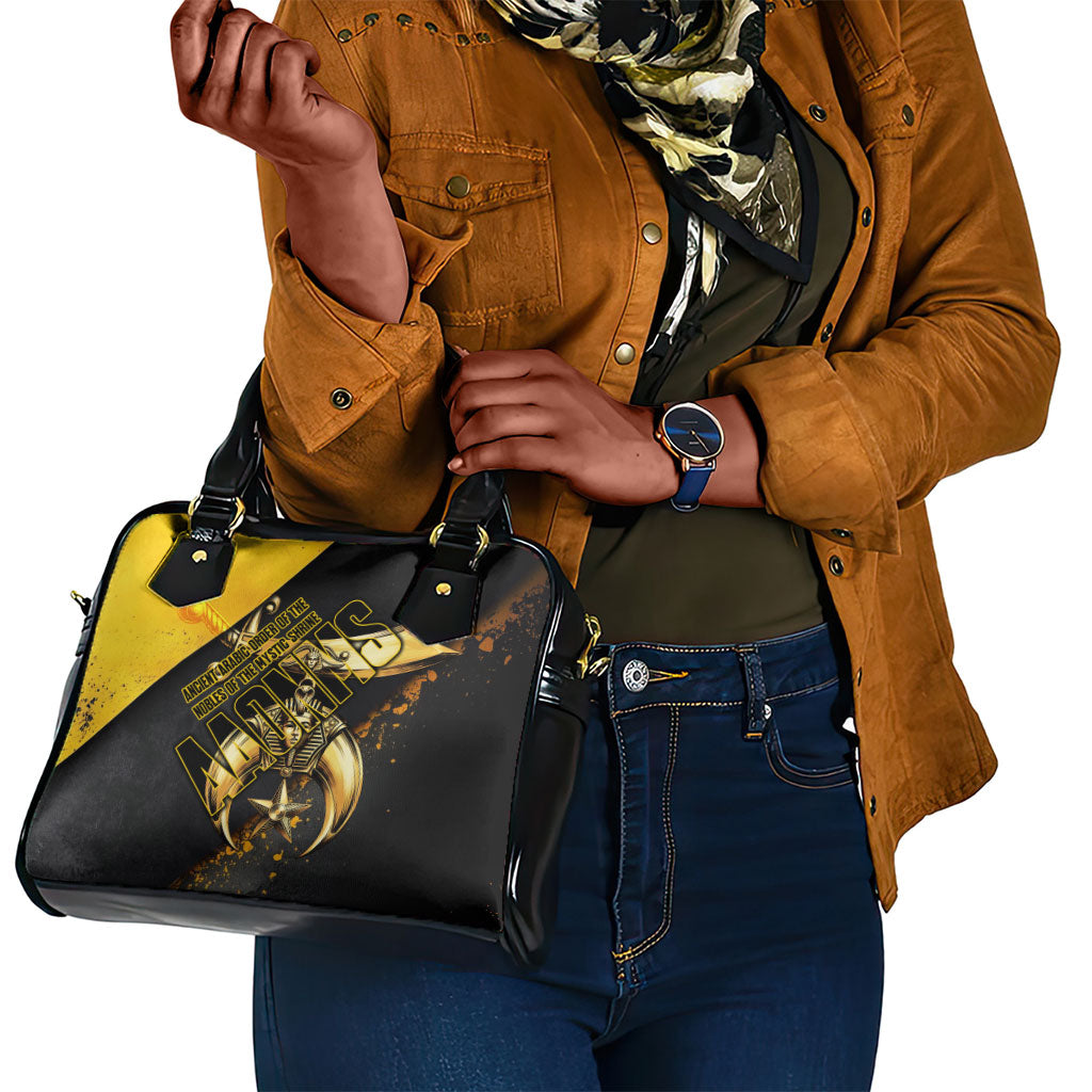 Nobles Shriners Pharaoh Shoulder Handbag Egyptian Pharaoh King Tut Art With Gold Scimitar Emblem