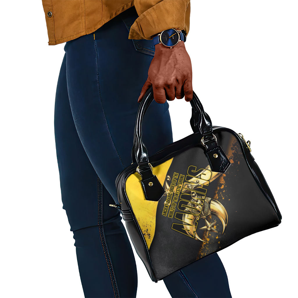 Nobles Shriners Pharaoh Shoulder Handbag Egyptian Pharaoh King Tut Art With Gold Scimitar Emblem