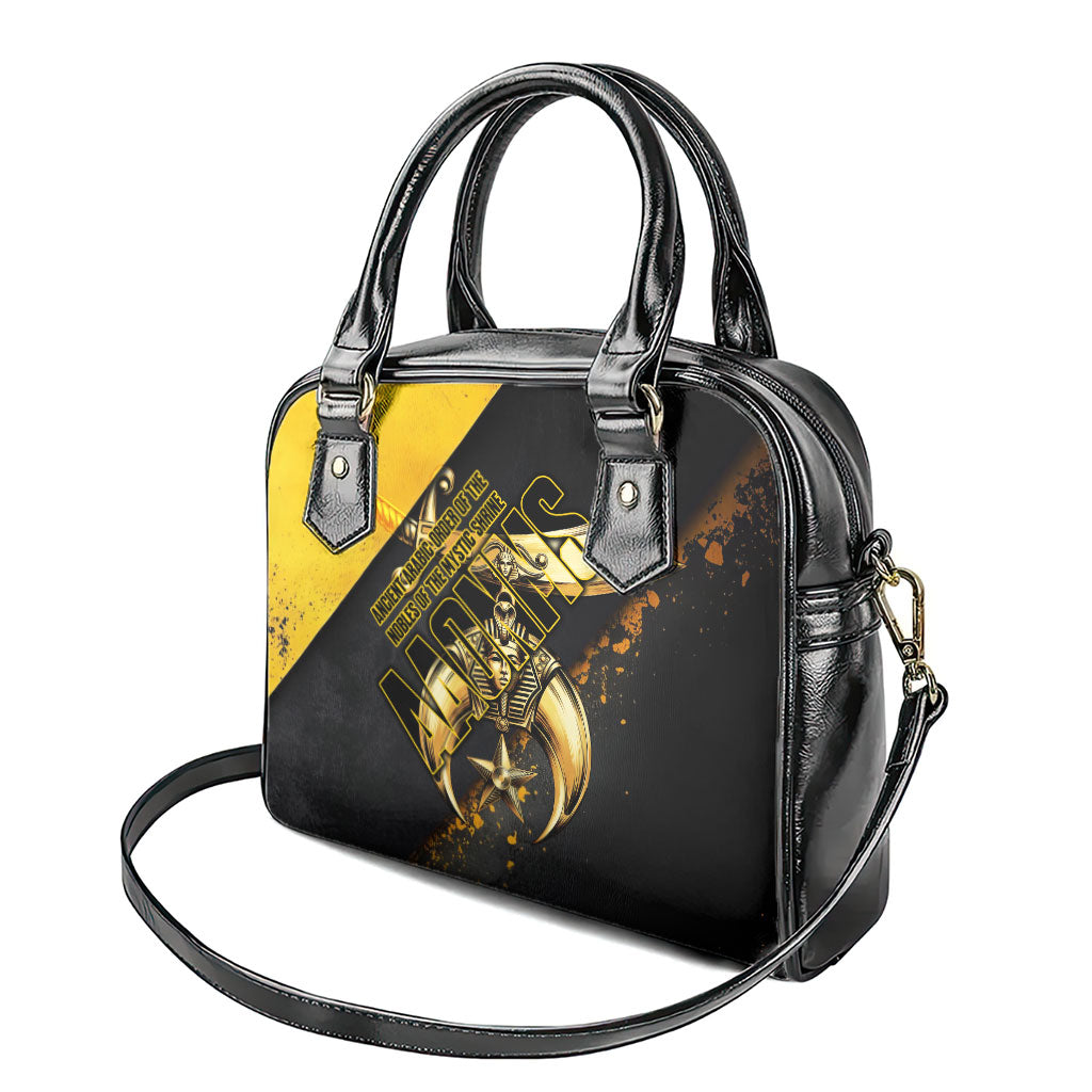 Nobles Shriners Pharaoh Shoulder Handbag Egyptian Pharaoh King Tut Art With Gold Scimitar Emblem