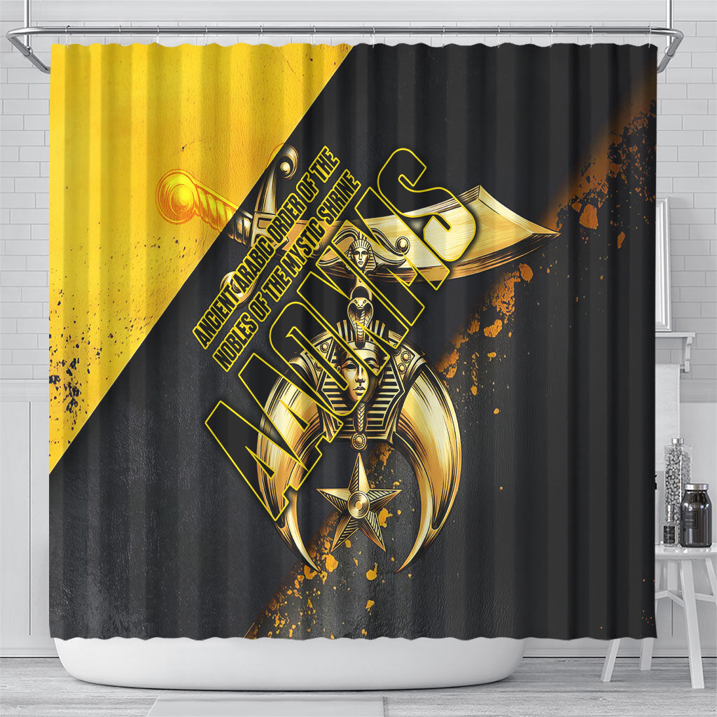 Nobles Shriners Pharaoh Shower Curtain Egyptian Pharaoh King Tut Art With Gold Scimitar Emblem