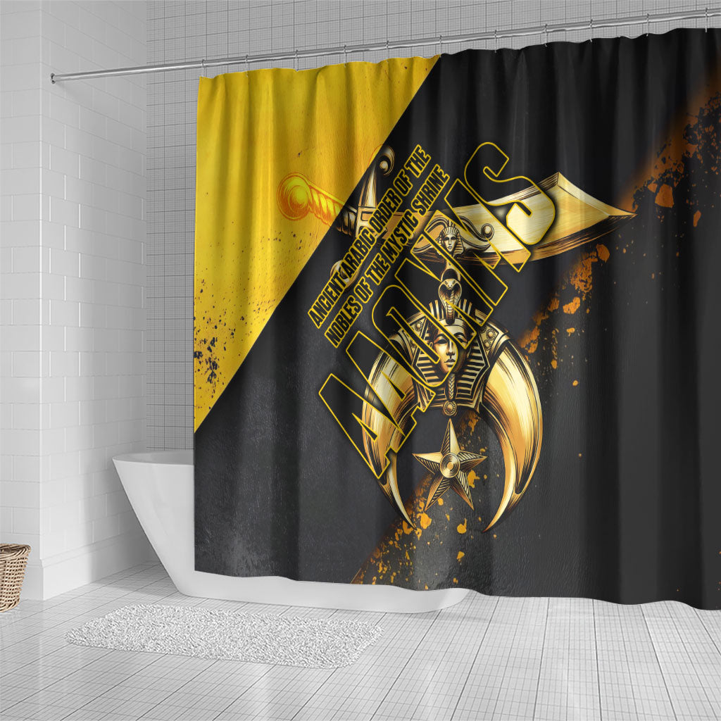 Nobles Shriners Pharaoh Shower Curtain Egyptian Pharaoh King Tut Art With Gold Scimitar Emblem