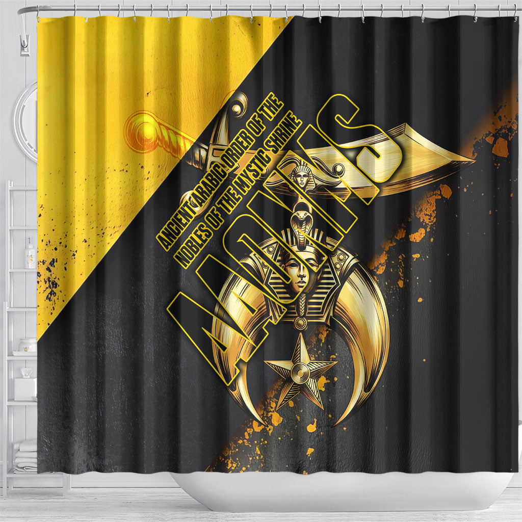 Nobles Shriners Pharaoh Shower Curtain Egyptian Pharaoh King Tut Art With Gold Scimitar Emblem