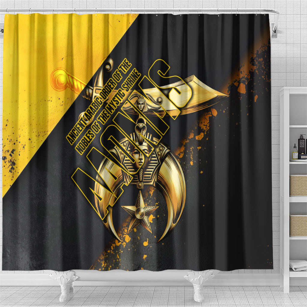 Nobles Shriners Pharaoh Shower Curtain Egyptian Pharaoh King Tut Art With Gold Scimitar Emblem