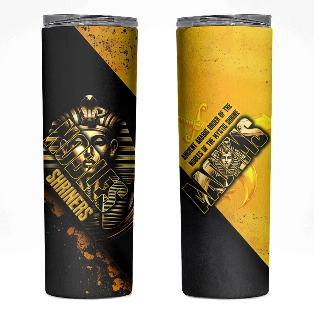 Nobles Shriners Pharaoh Skinny Tumbler Egyptian Pharaoh King Tut Art With Gold Scimitar Emblem