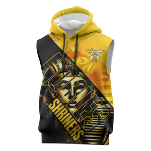 Nobles Shriners Pharaoh Sleeveless Hoodie Egyptian Pharaoh King Tut Art With Gold Scimitar Emblem