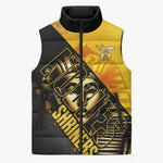 Nobles Shriners Pharaoh Sleeveless Puffer Jacket Egyptian Pharaoh King Tut Art With Gold Scimitar Emblem