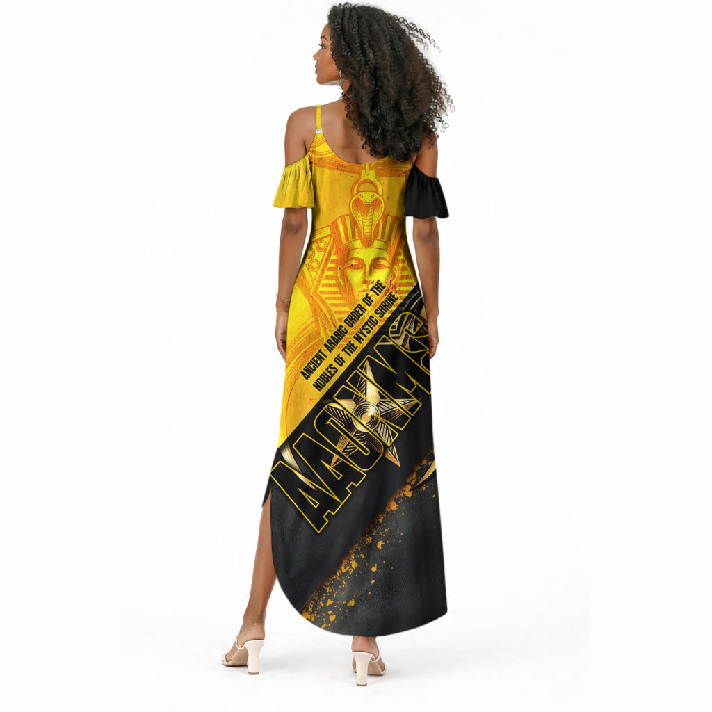 Nobles Shriners Pharaoh Summer Maxi Dress Egyptian Pharaoh King Tut Art With Gold Scimitar Emblem