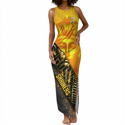 Nobles Shriners Pharaoh Tank Maxi Dress Egyptian Pharaoh King Tut Art With Gold Scimitar Emblem