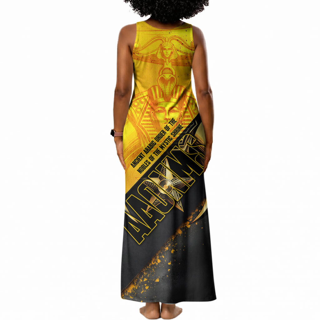 Nobles Shriners Pharaoh Tank Maxi Dress Egyptian Pharaoh King Tut Art With Gold Scimitar Emblem
