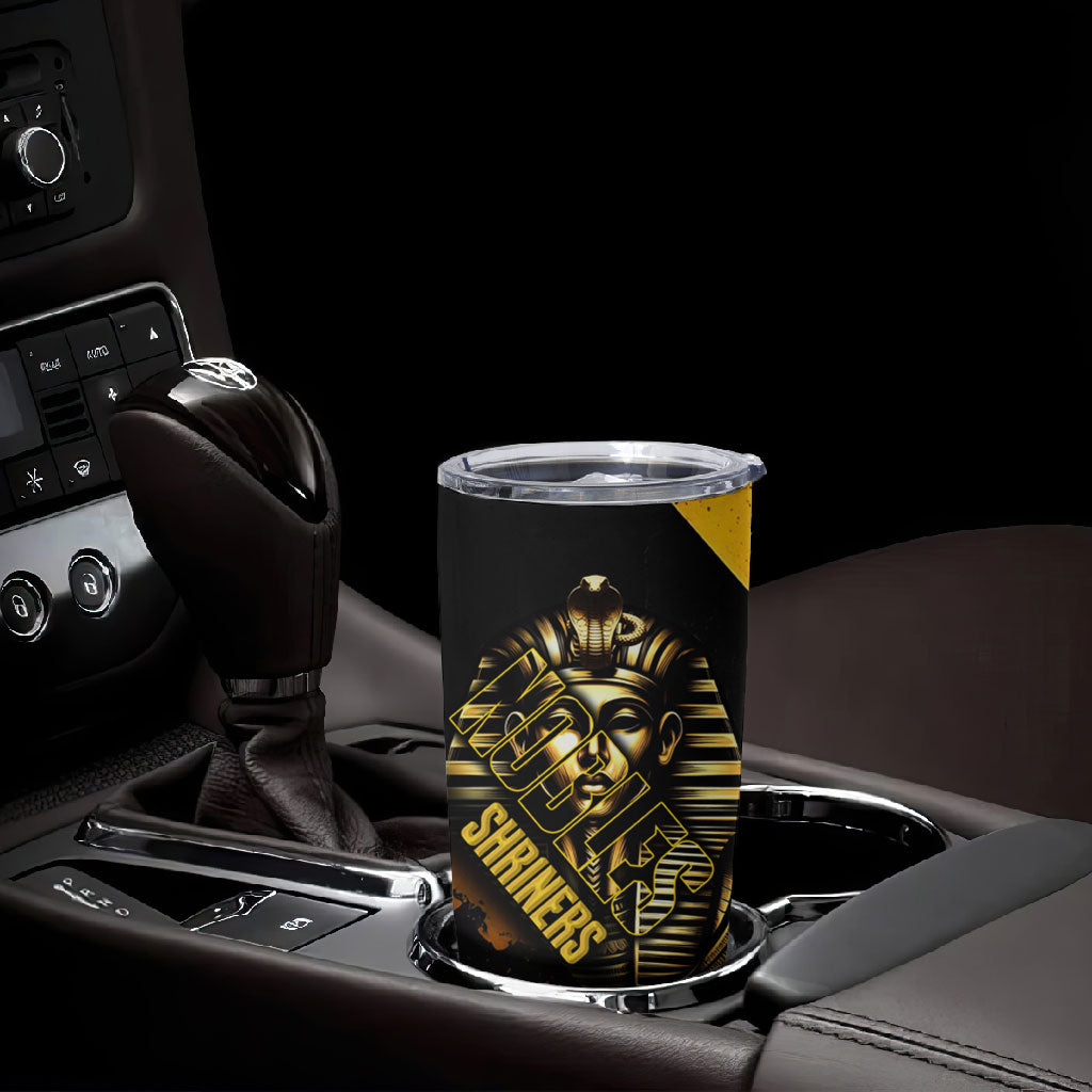 Nobles Shriners Pharaoh Tumbler Cup Egyptian Pharaoh King Tut Art With Gold Scimitar Emblem