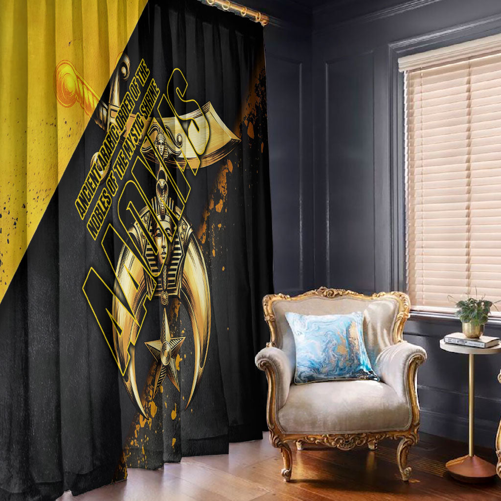 Nobles Shriners Pharaoh Window Curtain Egyptian Pharaoh King Tut Art With Gold Scimitar Emblem