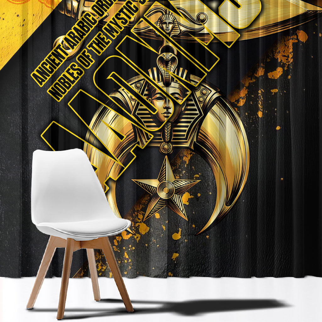 Nobles Shriners Pharaoh Window Curtain Egyptian Pharaoh King Tut Art With Gold Scimitar Emblem