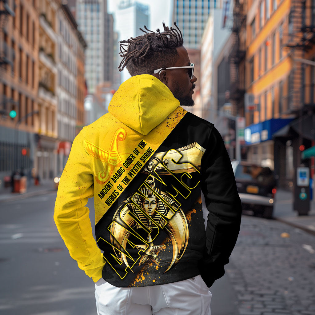 Nobles Shriners Pharaoh Zip Hoodie Egyptian Pharaoh King Tut Art With Gold Scimitar Emblem