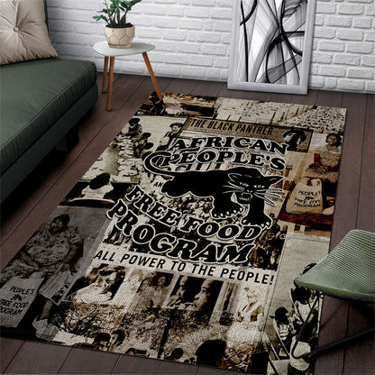 African People's Free Food Program Area Rug Black Panther Newspaper Collage Black Panther Party