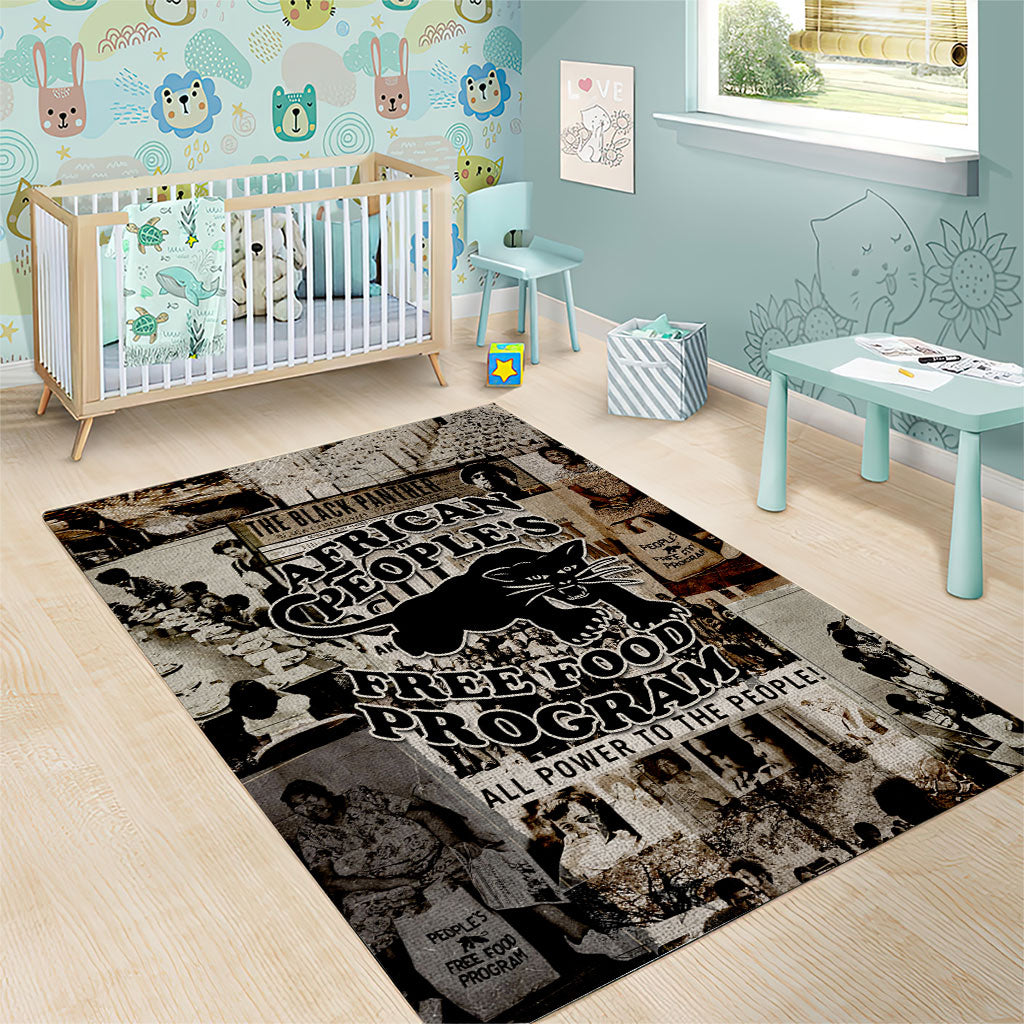 African People's Free Food Program Area Rug Black Panther Newspaper Collage Black Panther Party