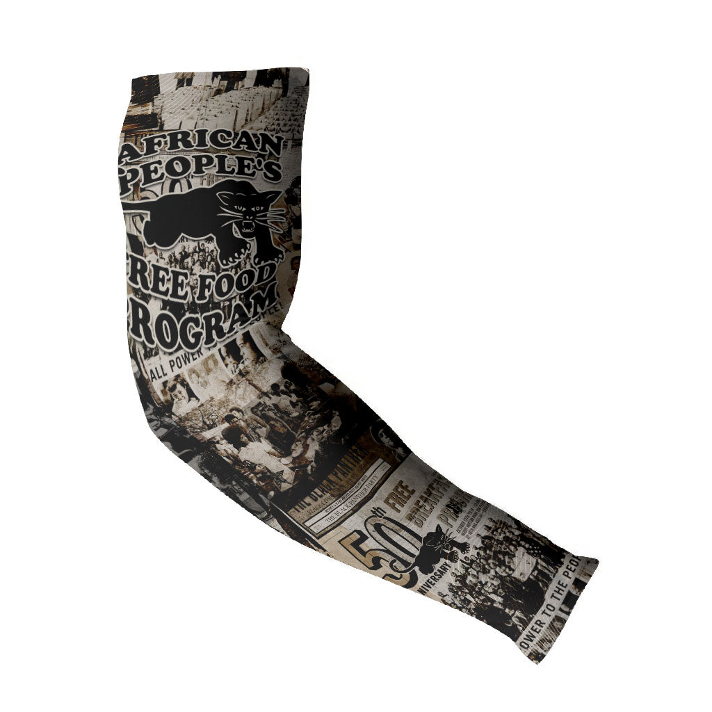 African People's Free Food Program Arm Sleeves Black Panther Newspaper Collage Black Panther Party