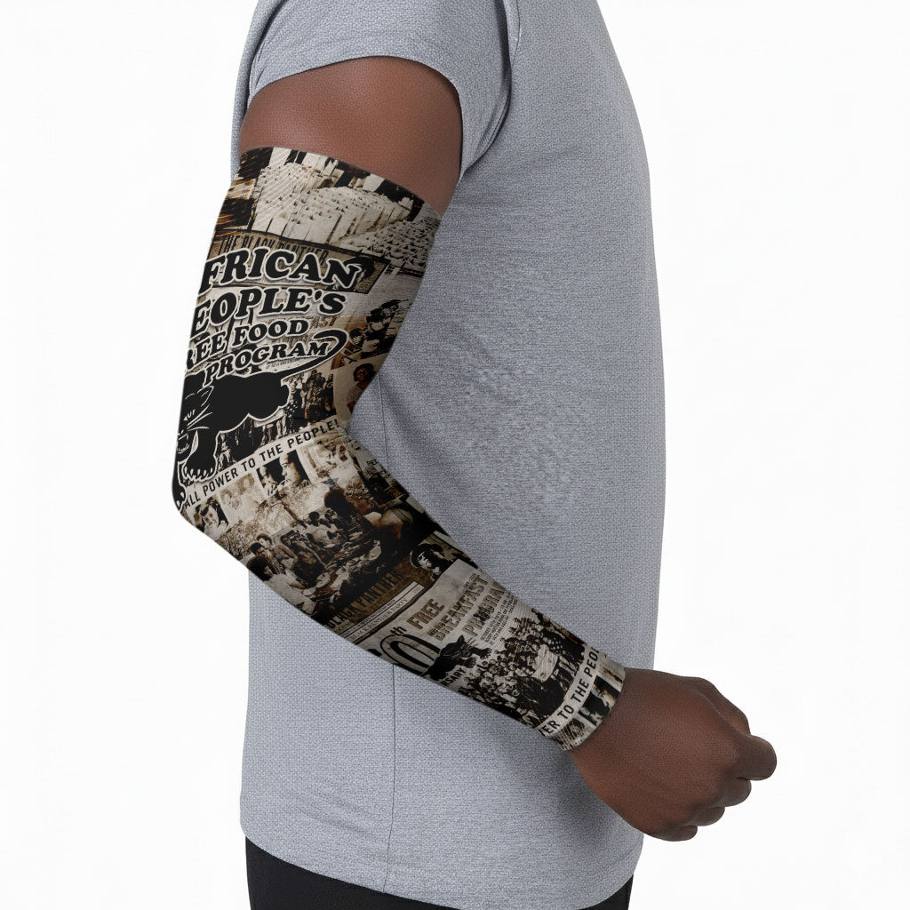 African People's Free Food Program Arm Sleeves Black Panther Newspaper Collage Black Panther Party
