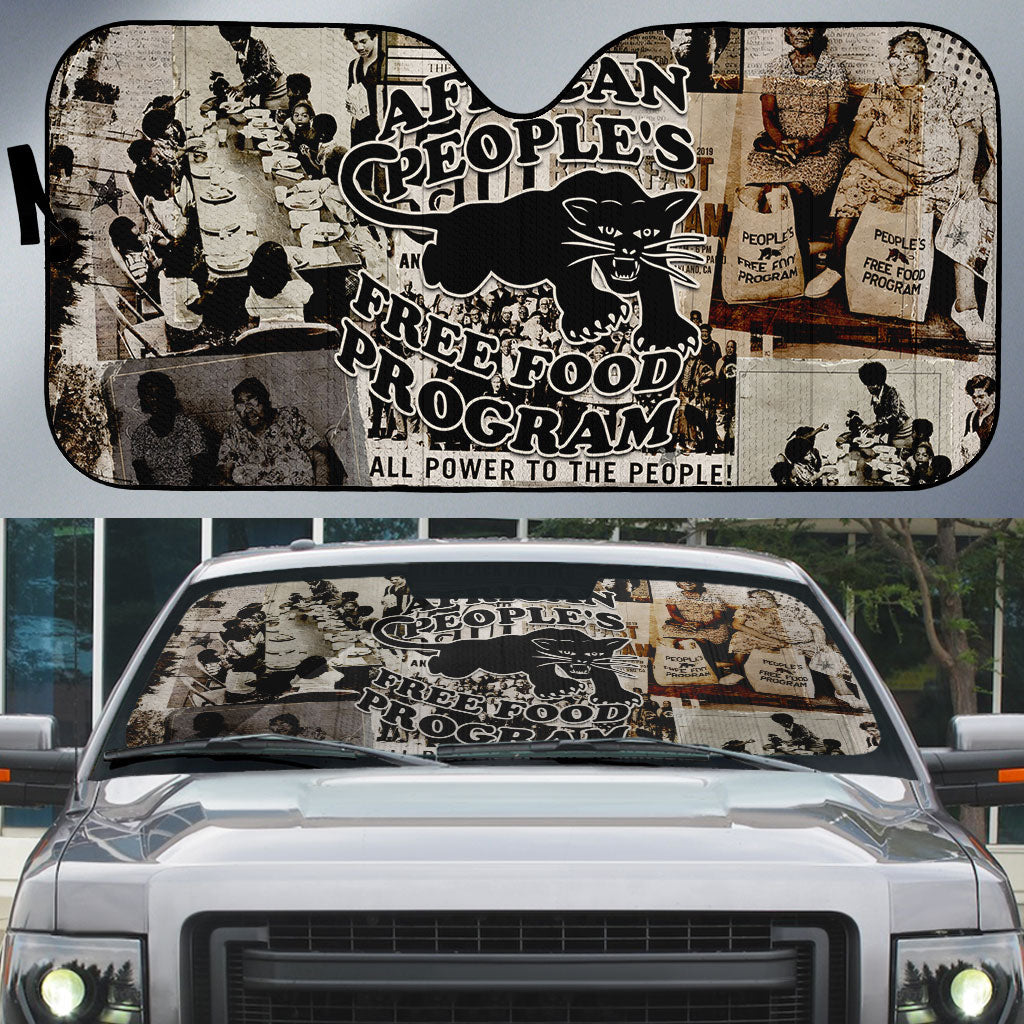 African People's Free Food Program Auto Sun Shade Black Panther Newspaper Collage Black Panther Party