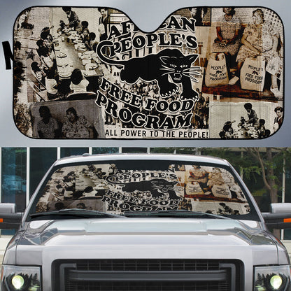 African People's Free Food Program Auto Sun Shade Black Panther Newspaper Collage Black Panther Party