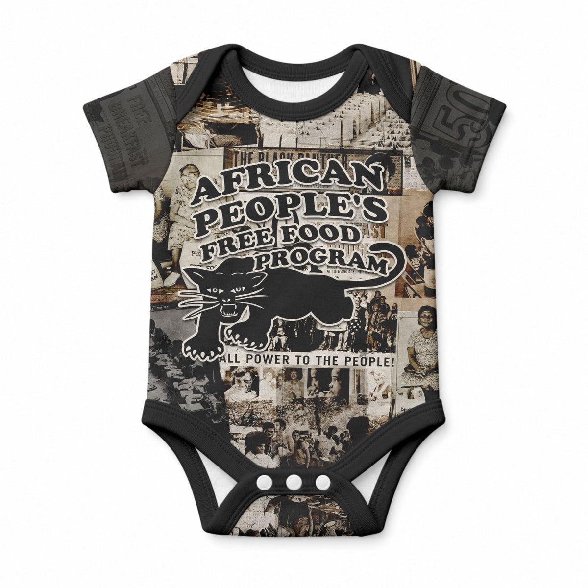 African People's Free Food Program Baby Onesie Black Panther Newspaper Collage Black Panther Party