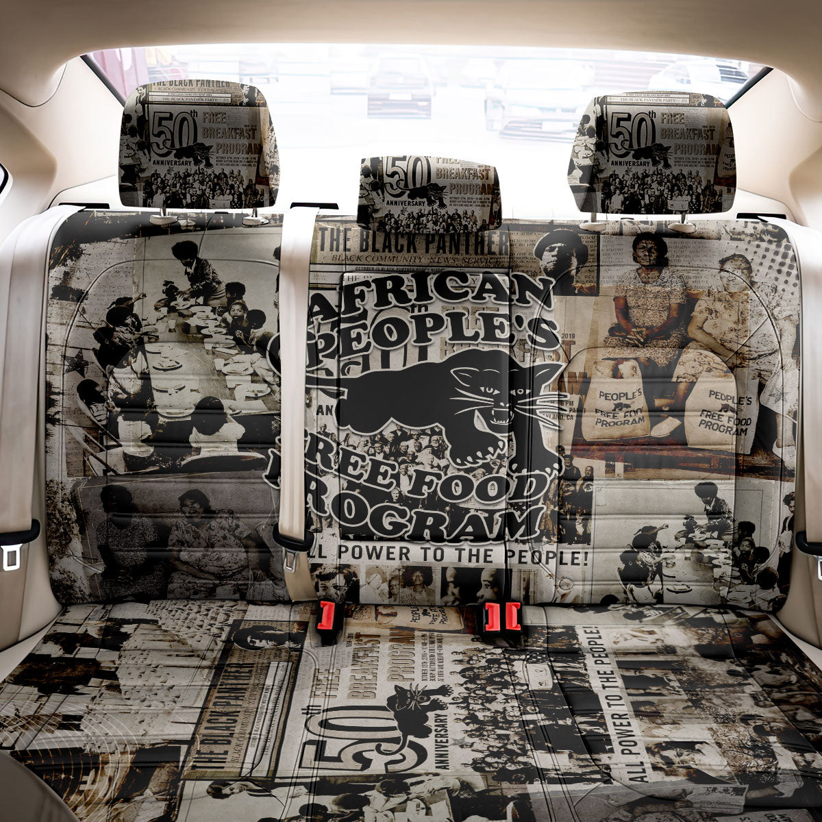 African People's Free Food Program Back Car Seat Cover Black Panther Newspaper Collage Black Panther Party