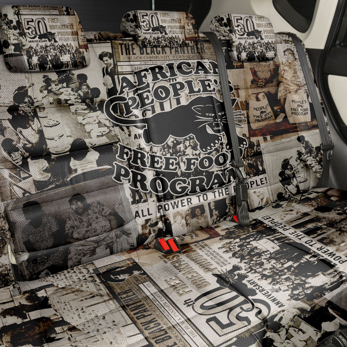 African People's Free Food Program Back Car Seat Cover Black Panther Newspaper Collage Black Panther Party