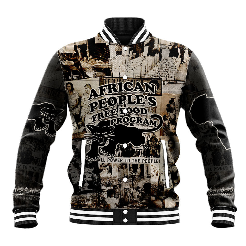 African People's Free Food Program Baseball Jacket Black Panther Newspaper Collage Black Panther Party