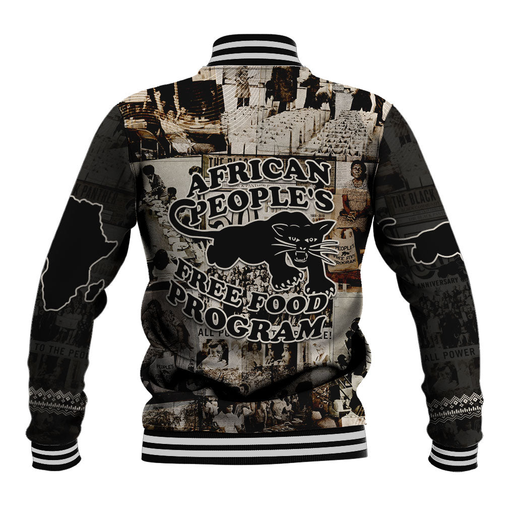 African People's Free Food Program Baseball Jacket Black Panther Newspaper Collage Black Panther Party