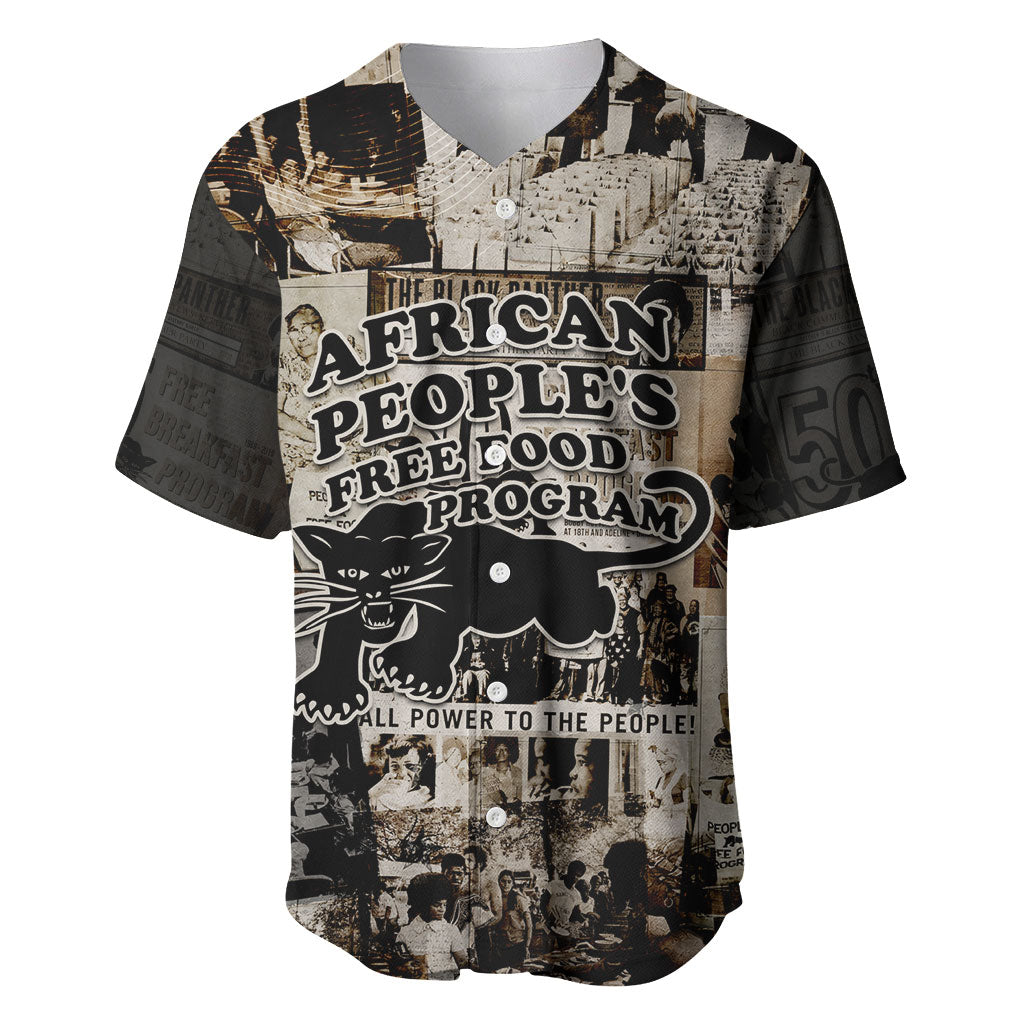 African People's Free Food Program Baseball Jersey Black Panther Newspaper Collage Black Panther Party