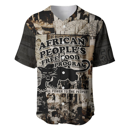 African People's Free Food Program Baseball Jersey Black Panther Newspaper Collage Black Panther Party