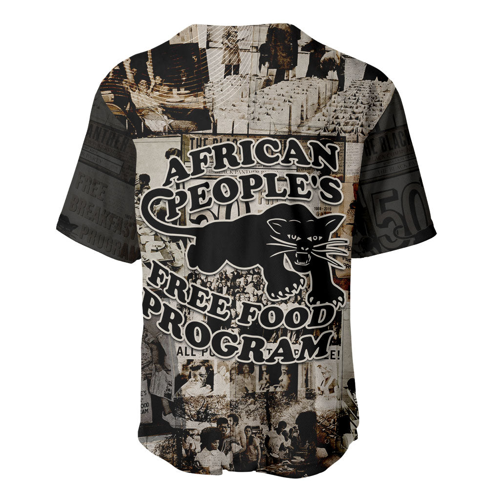 African People's Free Food Program Baseball Jersey Black Panther Newspaper Collage Black Panther Party
