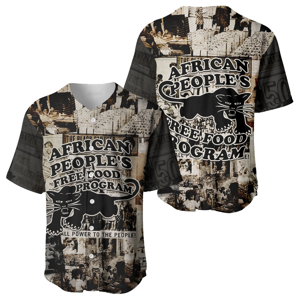 African People's Free Food Program Baseball Jersey Black Panther Newspaper Collage Black Panther Party