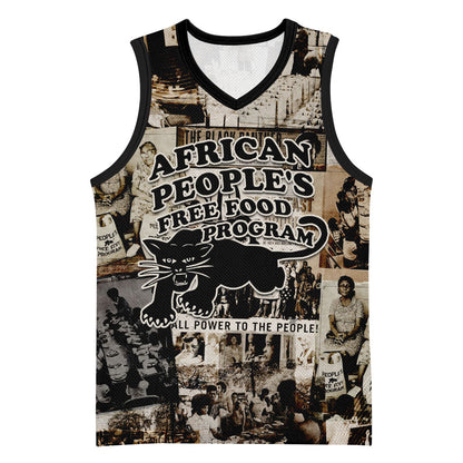 African People's Free Food Program Basketball Jersey Black Panther Newspaper Collage Black Panther Party