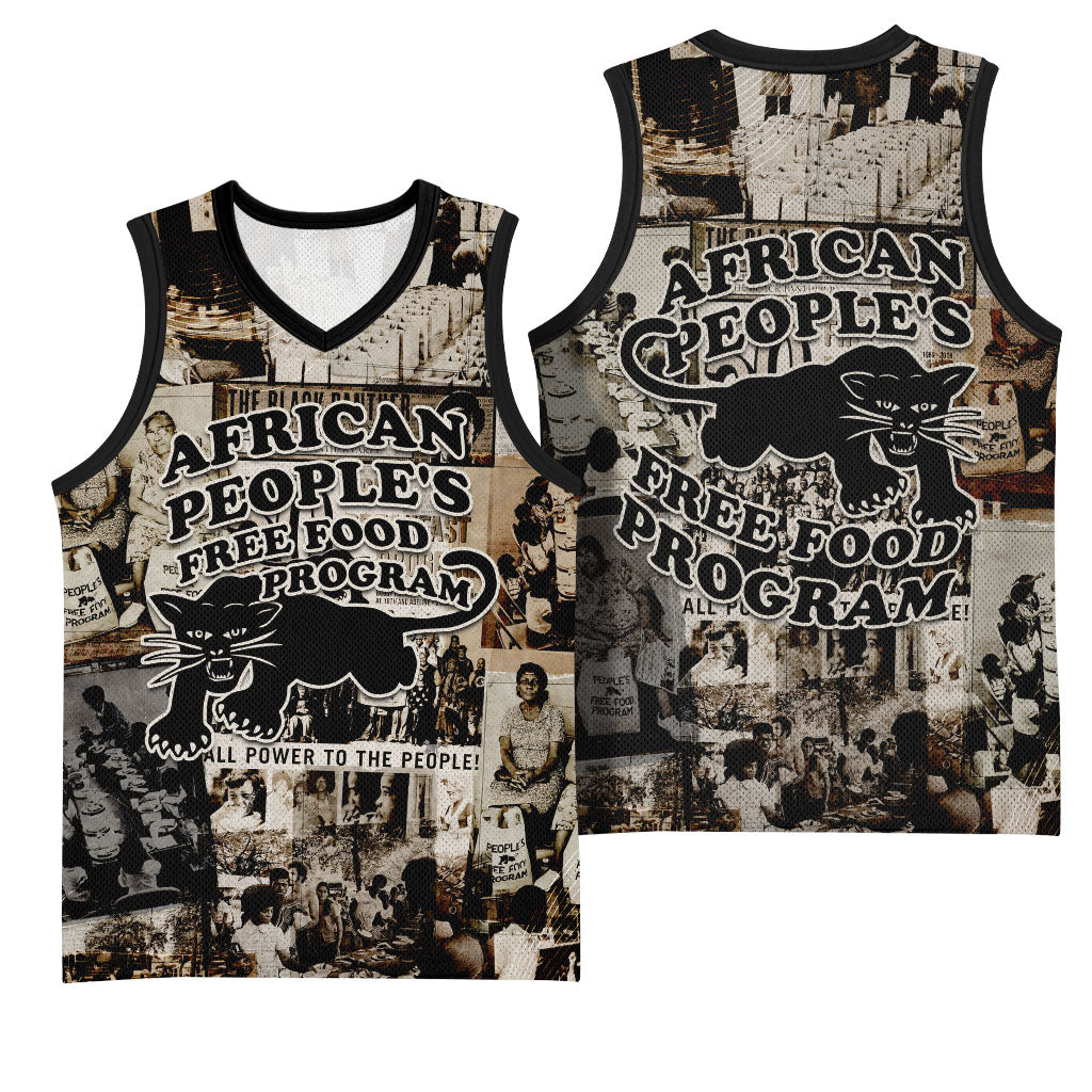 African People's Free Food Program Basketball Jersey Black Panther Newspaper Collage Black Panther Party