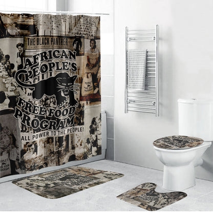 African People's Free Food Program Bathroom Set Black Panther Newspaper Collage Black Panther Party
