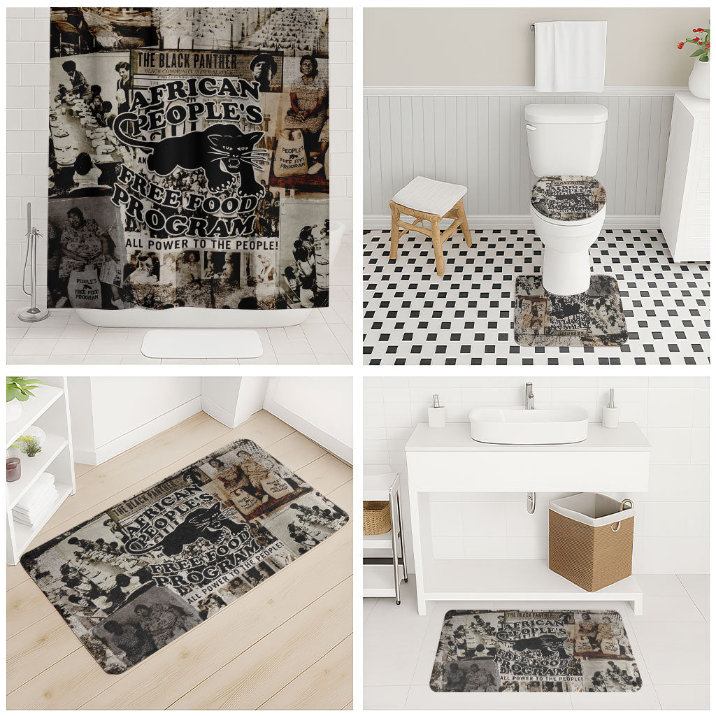 African People's Free Food Program Bathroom Set Black Panther Newspaper Collage Black Panther Party