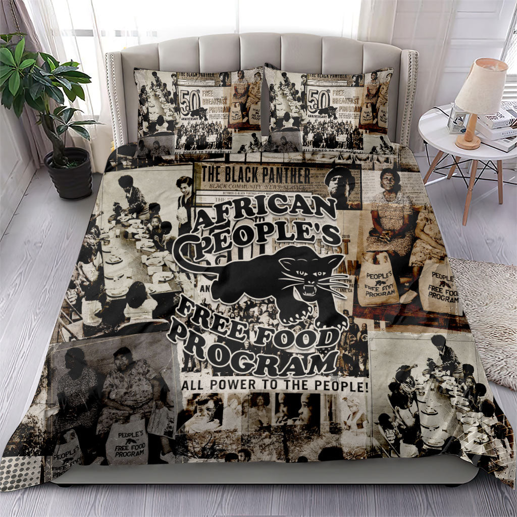 African People's Free Food Program Bedding Set Black Panther Newspaper Collage Black Panther Party