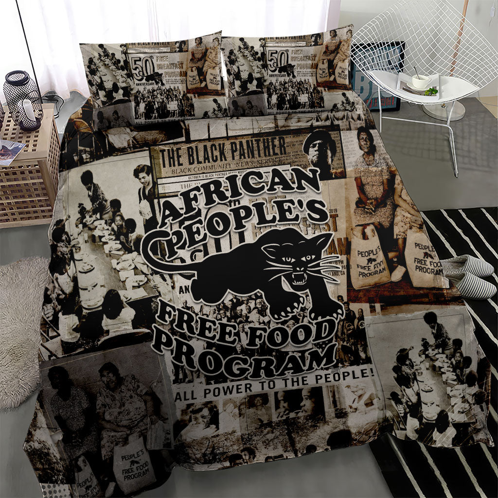 African People's Free Food Program Bedding Set Black Panther Newspaper Collage Black Panther Party