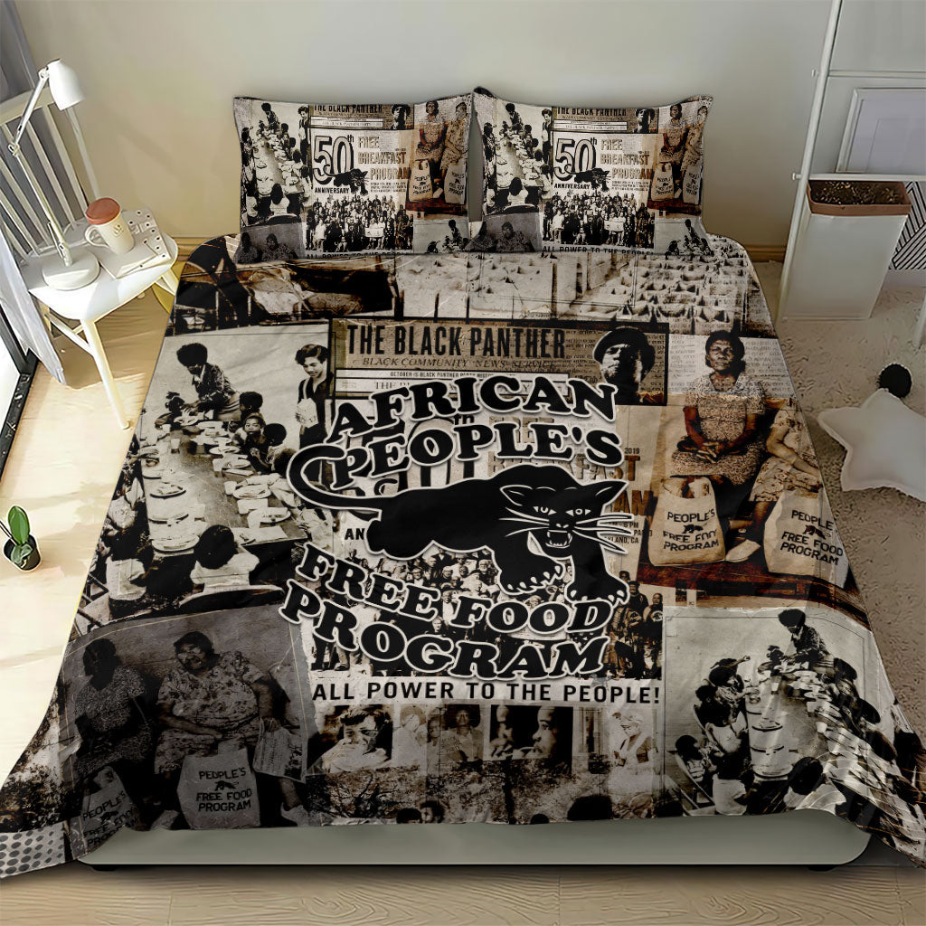 African People's Free Food Program Bedding Set Black Panther Newspaper Collage Black Panther Party