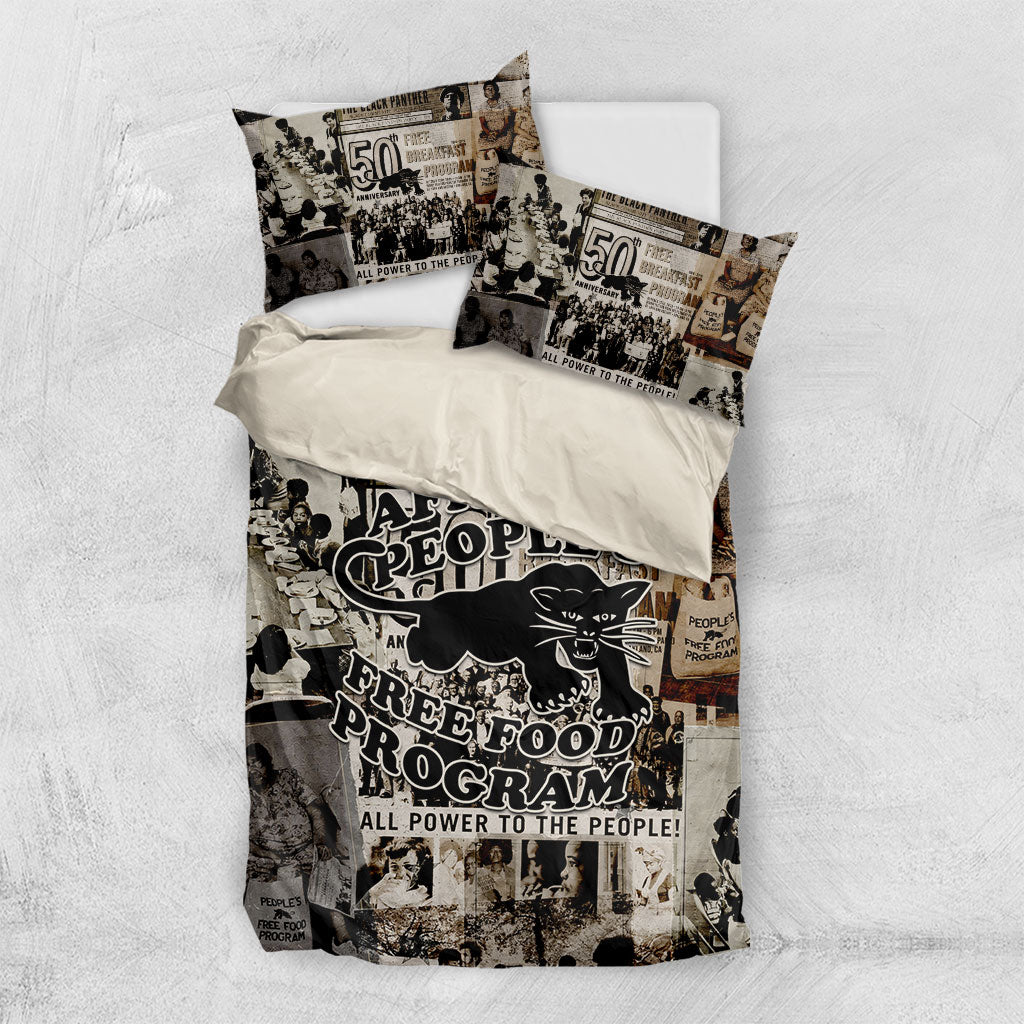 African People's Free Food Program Bedding Set Black Panther Newspaper Collage Black Panther Party