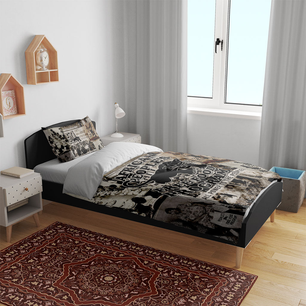 African People's Free Food Program Bedding Set Black Panther Newspaper Collage Black Panther Party