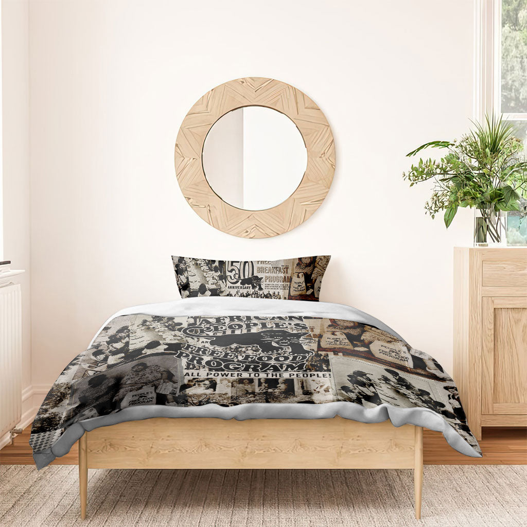 African People's Free Food Program Bedding Set Black Panther Newspaper Collage Black Panther Party