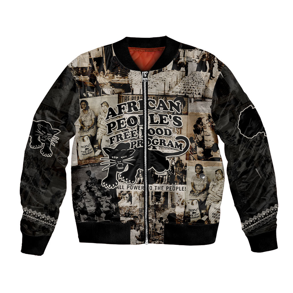 African People's Free Food Program Bomber Jacket Black Panther Newspaper Collage Black Panther Party