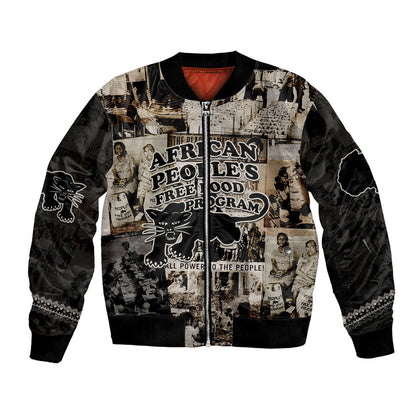 African People's Free Food Program Bomber Jacket Black Panther Newspaper Collage Black Panther Party