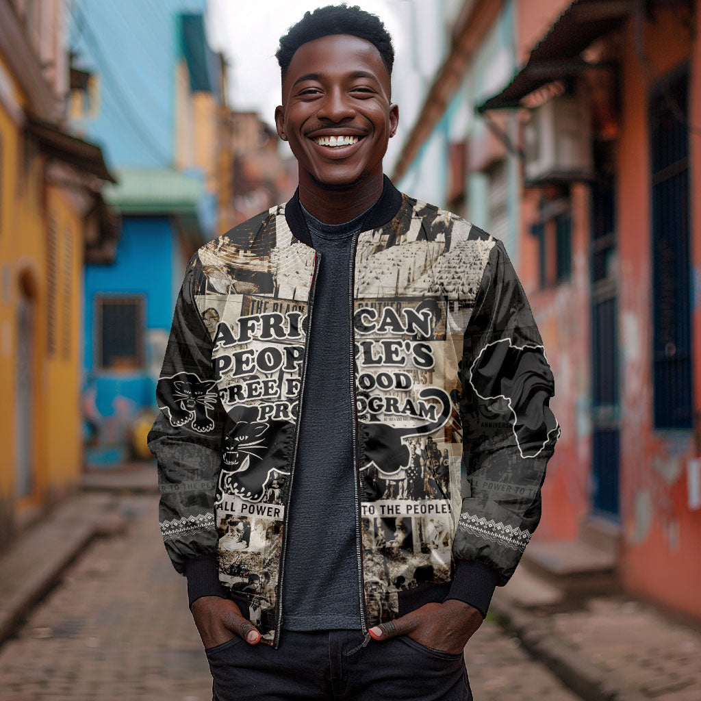 African People's Free Food Program Bomber Jacket Black Panther Newspaper Collage Black Panther Party