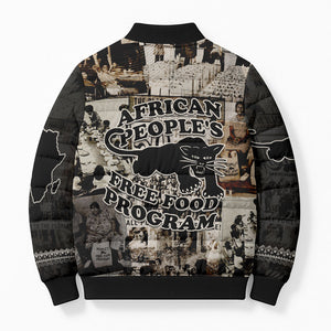 African People's Free Food Program Bomber Puffer Jacket Black Panther Newspaper Collage Black Panther Party