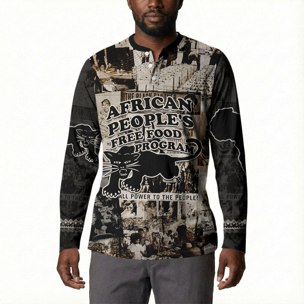 African People's Free Food Program Button Sweatshirt Black Panther Newspaper Collage Black Panther Party