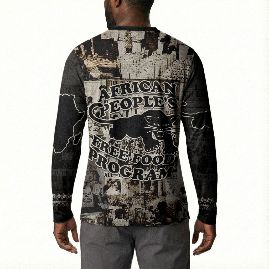 African People's Free Food Program Button Sweatshirt Black Panther Newspaper Collage Black Panther Party