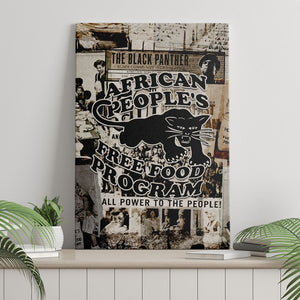 African People's Free Food Program Canvas Wall Art Black Panther Newspaper Collage Black Panther Party